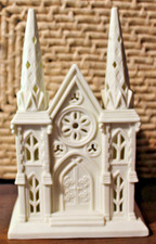 Party Lite Bisque Porcelain Cathedral Tea Light Candle Holder rare picture