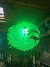 NEW 12”-13” Pufferfish Lamp w/Green LED Tiki bar Oceanic Smokin’ Tikis picture