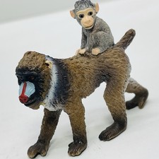Schleich #14716 MANDRILL w/BABY Female Baboon Retired Animal Figure 2013 picture