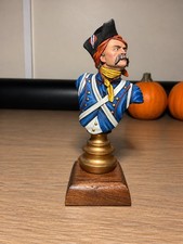 Vintage Hand Painted French Revolutionary Soldier Scale Bust Signed Ristau 1996 picture