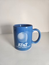 Vtg. AT&T Telephone  Telecommunication Company Classic Logo Blue Coffee Mug Cup picture