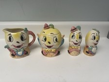 Vintage 1950's Anthropomorphic Humpty Sugar Bowl, Creamer, Salt & Pepper Set picture
