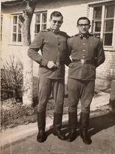 Handsome Guys Hugging Affectionate Young Men Soldiers Army Vintage Photo picture