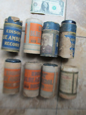 8 RARE PLAYABLE 1910 Antique Blue Amberol EDISON Phono Cylinder  Records w/Cases picture