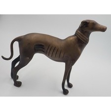 Vintage Metal Whippet Dog Figure Standing Dark Bronze Color 10.5
