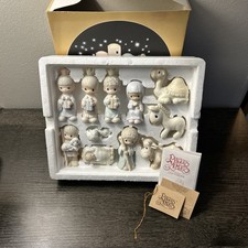 Precious Moments Come Let Us Adore Him Nativity Figurines 1982 Vintage E2395 picture