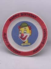 Rare Vintage Clown Birthday Paper Plates Set of 6 Sealed Handi-Set NOS picture
