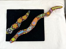 2 Vintage Huichol Beaded Snakes Handmade in Mexican picture