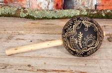 Day of the Dead Maraca Skull Handmade Hand Carved Gourd Oaxaca Mexican Folk Art picture