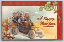 Vintage New Year Postcard Raphael Tuck & Sons Series No 139 Auto Winter Scene picture
