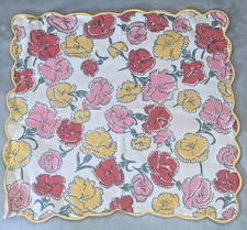 D. Porthault Vintage Linen Placemats Napkins Set 4 Carnations Oeillet Scalloped picture
