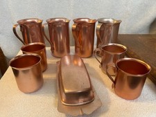 Vintage Mid-Century Color Craft Copper Aluminum Barware Set with Butter Dish picture