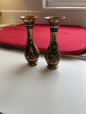 Vintage Handmade Copper Vases 5” Set Of 2 India picture