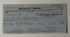 1875 ERIE RAILROAD, TRAIN FREIGHT RECEIPT - Collectible & Rare picture