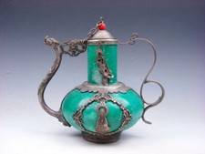 Tibetan Silver Copper Dragon Butterfly Kwan-Yin Buddha Heavy Teapot Dragon Spout picture