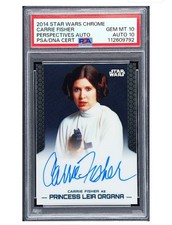 On Card Carrie Fisher / Princess Leia 2014 Chrome Perspectives PSA 10 / 10 picture