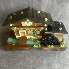 VTG Alpine Swiss Chalet Musical Jewelry Box Rotating Water Wheel / WORKING picture
