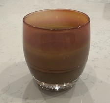 Glassybaby Jane’s Caramel Candle Holder Brown & Orange Swirl Pre-Triskelion Mark picture