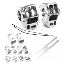 Chrome Switch Housings Caps Set Compatible with Harley Davidson Electra Glide Ro picture