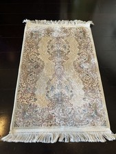 Authentic Turkish Prayer Mat -Purchased in Istanbul, Turkey- Floral Tassel Cream picture
