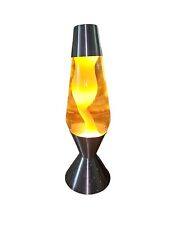 Vintage 1997 Lava Lite Lamp Yellow Wax 16” Starlight Silver Base # picture