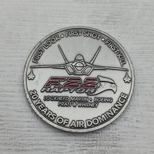 USAF F-22 Raptor 20 Years of Air Dominance Lockheed Martin Boeing Challenge Coin picture