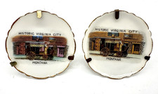 Vintage Historic Virginia City Montana Mini Souvenir Plate Set Display Japan picture