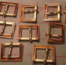 4 Medium Fine Italian Metal And Enamel Buckles Gold Topaz Brown Enamel 3/4