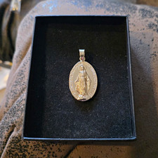 Heavy High Quality 14k Miraculous Medal Oval Virgin Mary Pendant 14 Grams picture