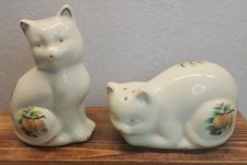 VTG Baum Bros Cat W/Victorian Fruit Pattern Salt & Pepper Shakers W/Gold Trim CB picture