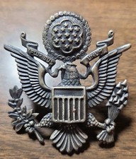Vtg WW11 US Army Officer Cap Hat Eagle Badge Screw/ Back Pin picture