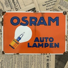 VINTAGE OSRAM AUTO LAMPEN 8X12 INCHES PORCELAIN ENAMEL SIGN picture