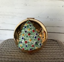 Vintage *Artoria Limoges* Porcelain Hand Painted Trinket Box Christmas Ornament picture