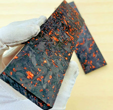 Black Marbled Carbon Fiber Copper Powder Resin Knife Handle Blank Scale 1 Piece picture