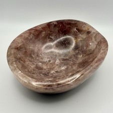 Hand-carved, Polished Fire Quartz Crystal Bowl, 6 Inch Decorative Piece picture