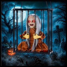 Halloween Screaming Animated Decorations Scary Skull Prisoner Cage picture