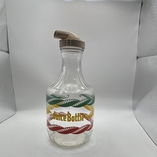 Vintage Glass Juice Bottle Carafe Retro MCM Red Yellow Green Pour Spout Lid picture