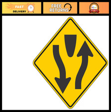 12x12 Divided Highway Traffic Metal Tin Sign - Durable Roadway Decor picture