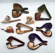 LATE 19TH / EARLY 20TH CENTURY ANTIQUE CARVED MEERSCHAUM AND CLAY PIPES picture