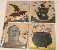 Halloween Theme Wooden Puzzles Cat Witch Hat X4 picture