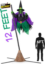 Halloween Decorations Outdoor - 12 Ft Animated Hovering Witch Animatronics picture