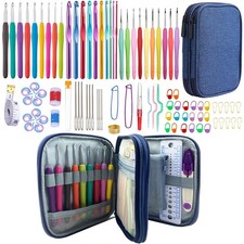 100pcs Crochet Hooks Set in Case Ergonomic Soft Grip Handles Weave Yarn Knitting picture