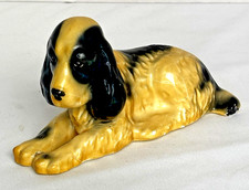 Vintage Cocker Spaniel Dog Figurine Reclining Glazed Ceramic MCM 6.5” picture