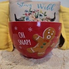 Holiday Time 5qt Red Mixing / Serving Bowl - Gingerbread Man: Stoneware picture