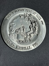 VINTAGE 1992 “Santa’s Sleigh” Christmas Plate By Seagull Pewter #474 Of 2500 picture
