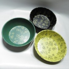 Vintage Mid Century Cereal Bowls Set of 3 Food Design Metal picture