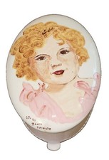 Rare Vintage hand painted Shirley Temple ceramic larger jewelry trinket box  picture