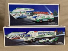 Vintage Mint Hess Toy Truck 2pc Lot 1996 Emergency Ladder 1997 Truck With Racers picture