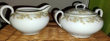 Vintage PT Bavaria Newport Pattern Porcelain Cream And Lidded Sugar Germany picture