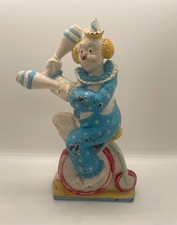 Antique Vintage Cast Iron Doorstop Juggling Unicycle Clown 8.5” Circus Folk Art picture
